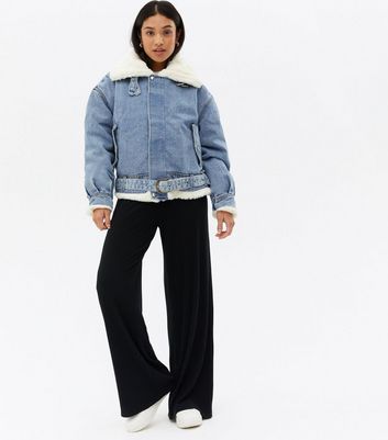 Petite Blue Denim Faux Fur Lined 