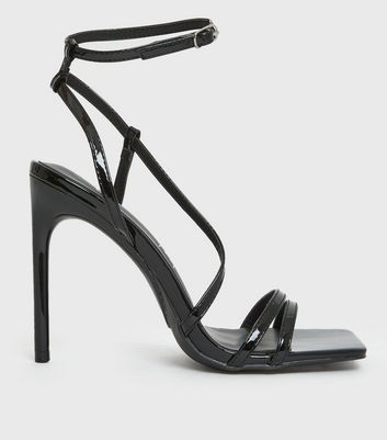 Black Suedette Strappy Stiletto Heel Sandals New Look Vegan | £21.00 |  Grazia