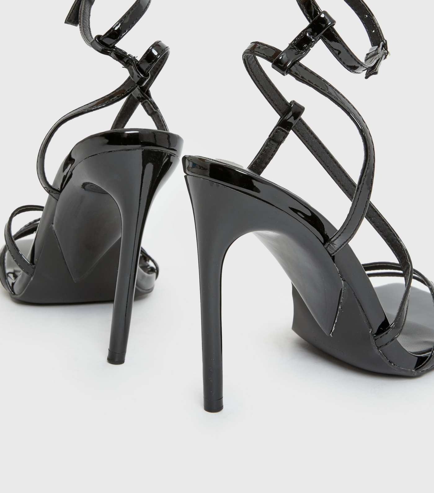 Black Strappy Stiletto Heel Sandals Image 3