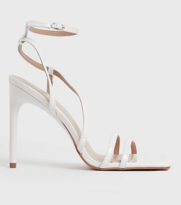 White discount strappy heels