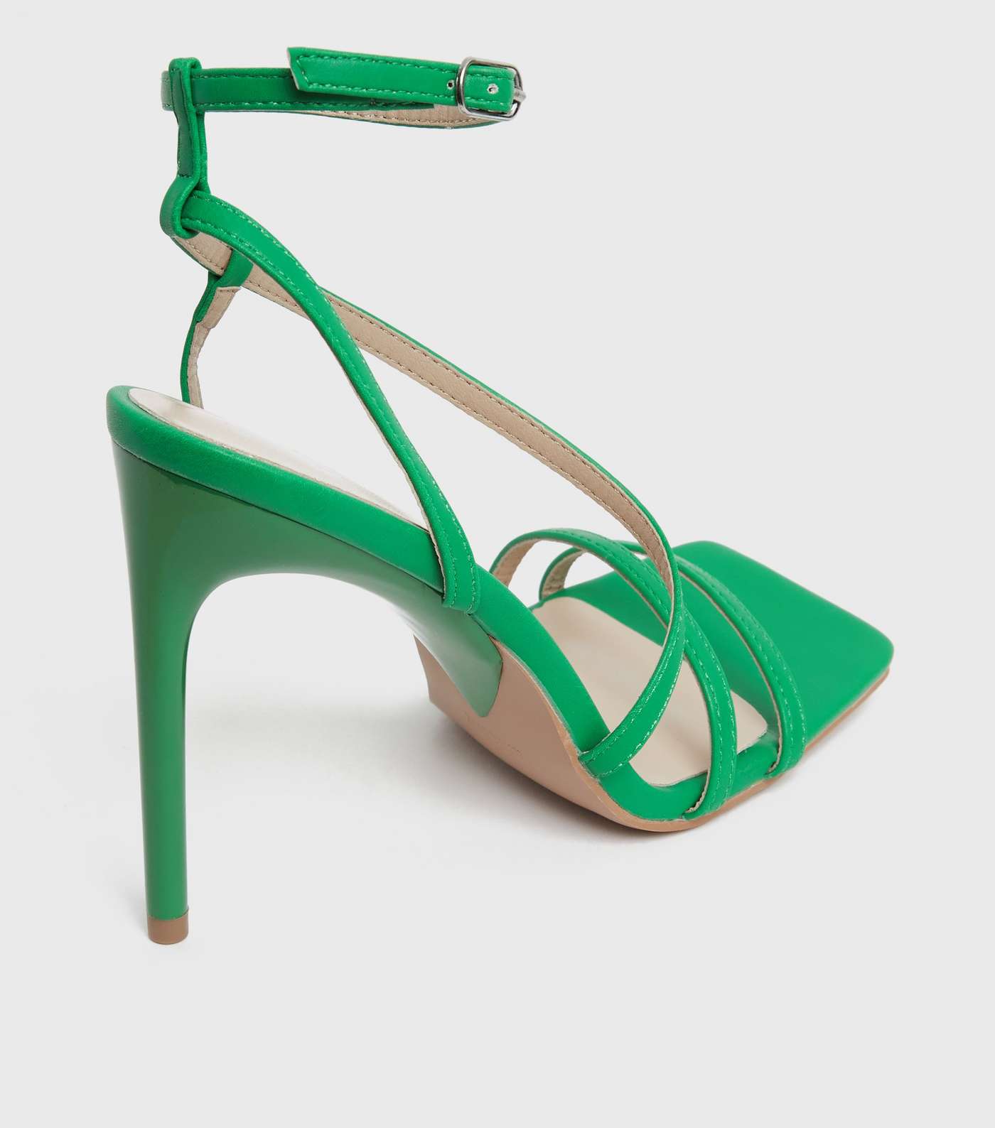Green Strappy Stiletto Heel Sandals Image 4