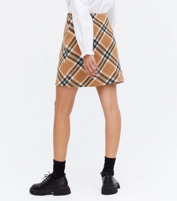 Click to view product details and reviews for Blue Vanilla Camel Check Mini Skirt New Look.