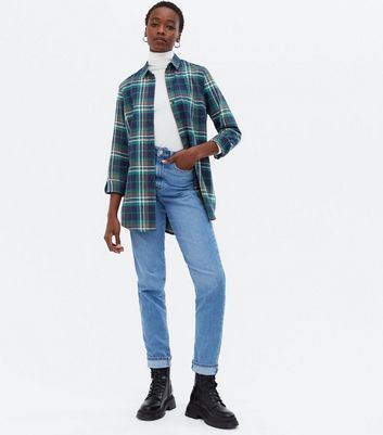 Tall Blue Check Long Shirt New Look