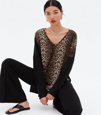 Click to view product details and reviews for Blue Vanilla Black Leopard Print Oversized Top New Look.