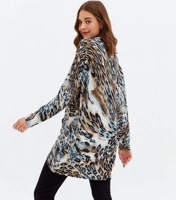 Blue Vanilla Multicoloured Leopard Print Roll Neck Blouse New Look