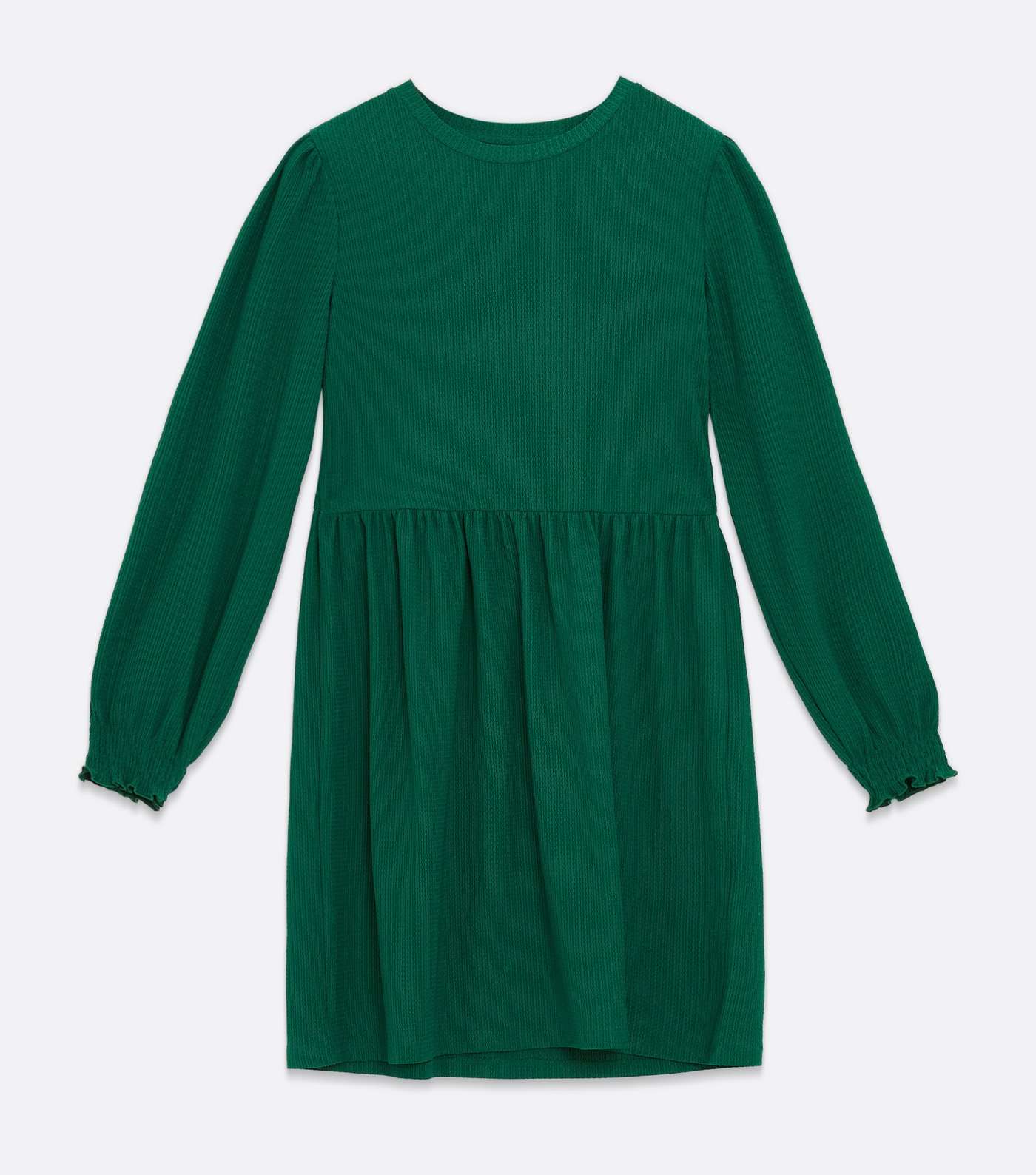 Tall Green Crinkle Jersey Long Sleeve Mini Oversized Smock Dress Image 5