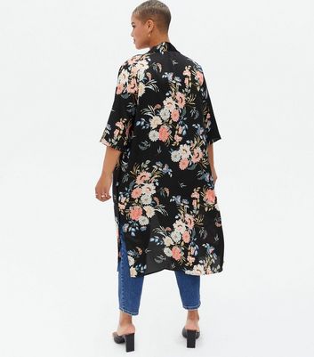 Black floral kimono jacket store