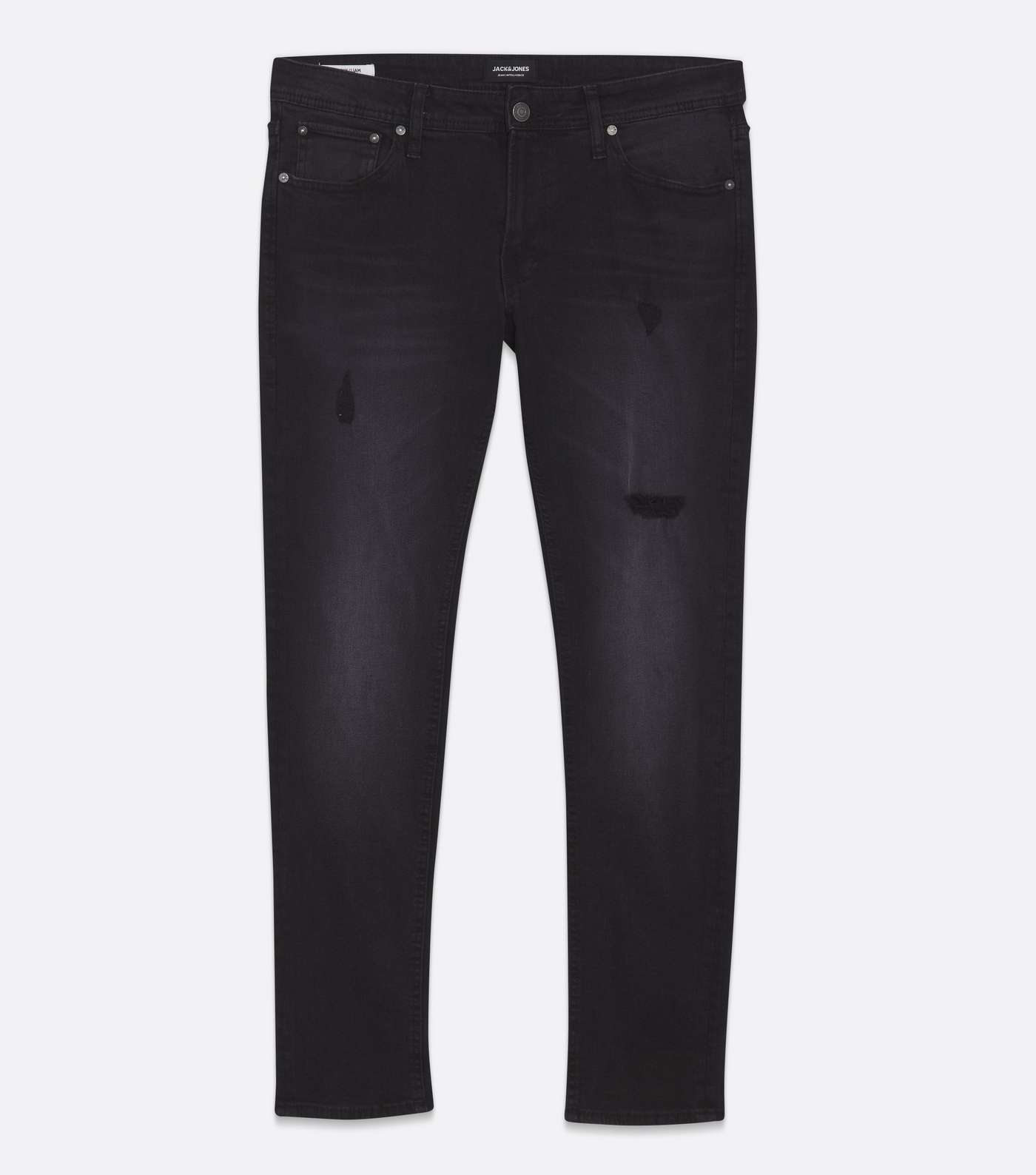Jack & Jones Black Dark Wash Ripped Skinny Jeans Image 5