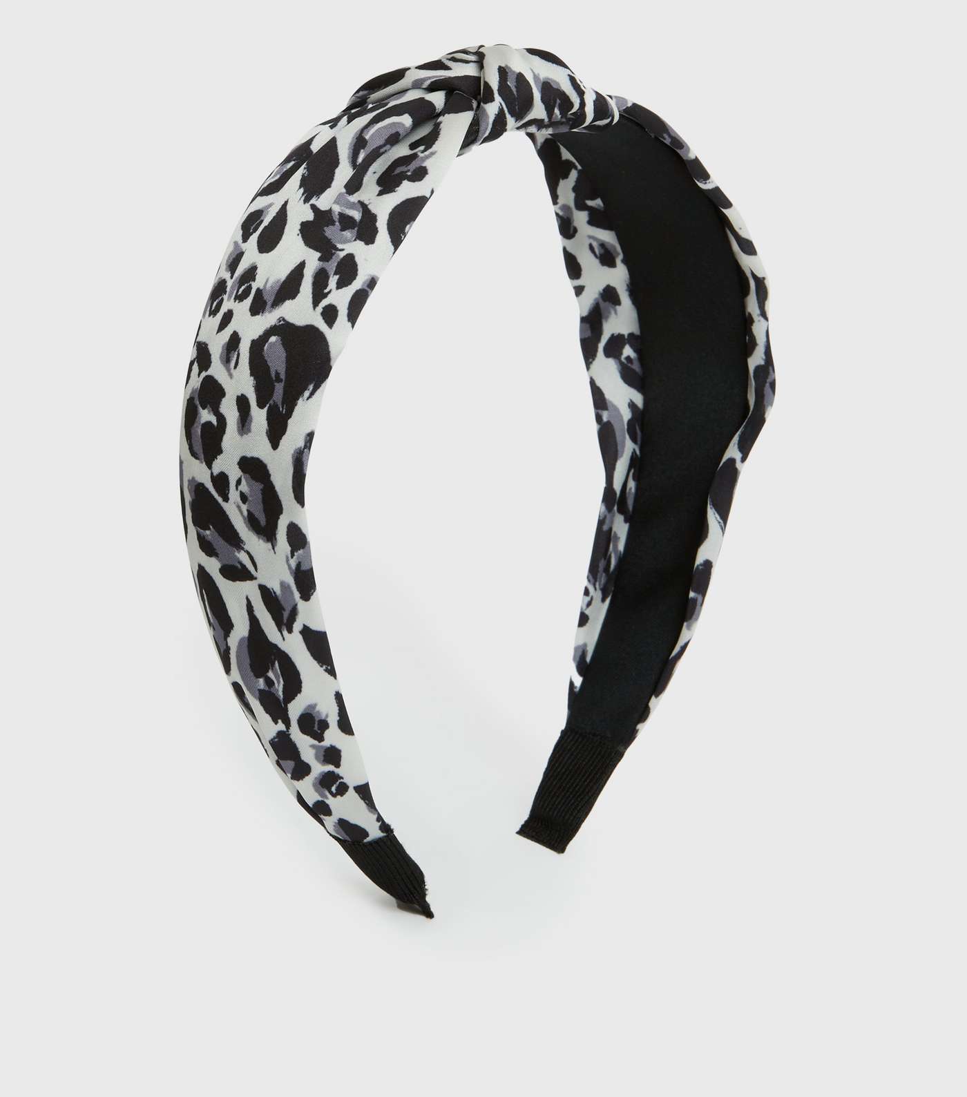 Grey Leopard Print Knot Headband