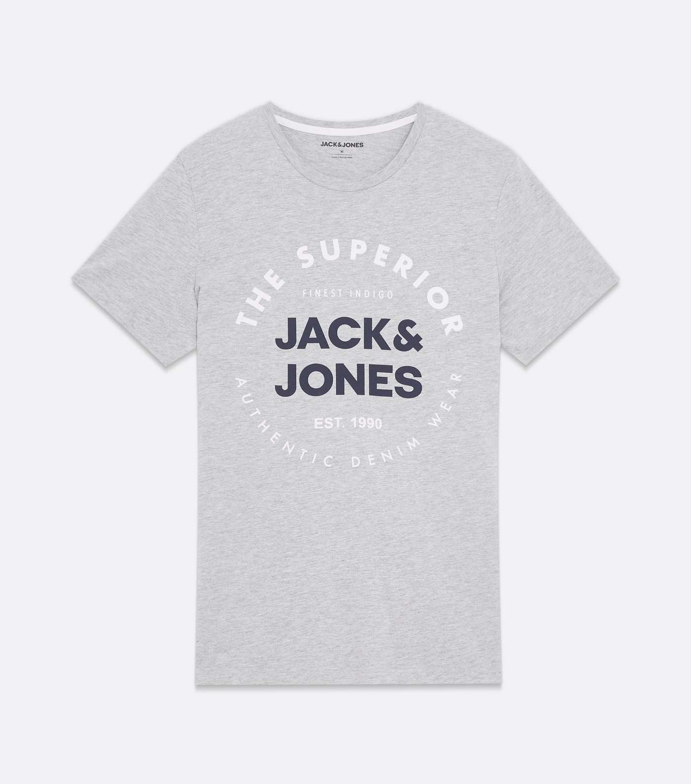 Jack & Jones Pale Grey Crew Neck Short Sleeve Logo T-Shirt Image 5