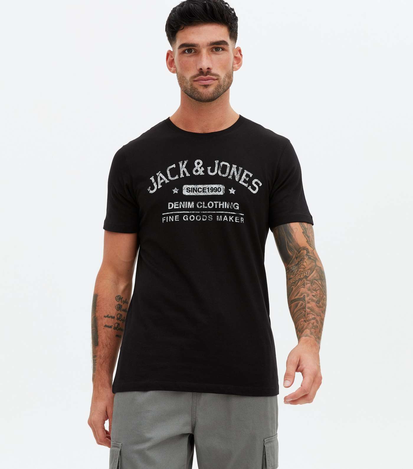 Jack & Jones Black Logo Short Sleeve Crew T-Shirt