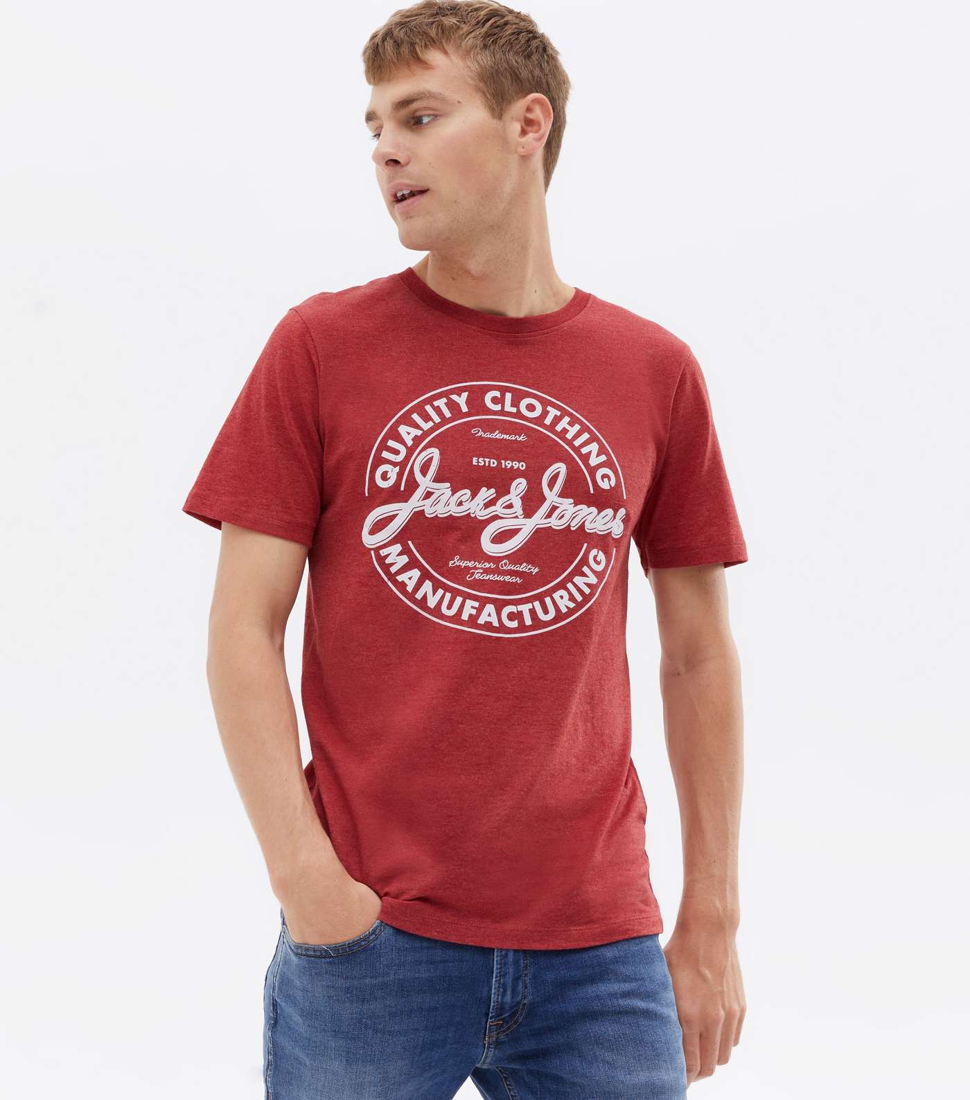 Jack & Jones Red Logo Short Sleeve Crew T-Shirt Image 3