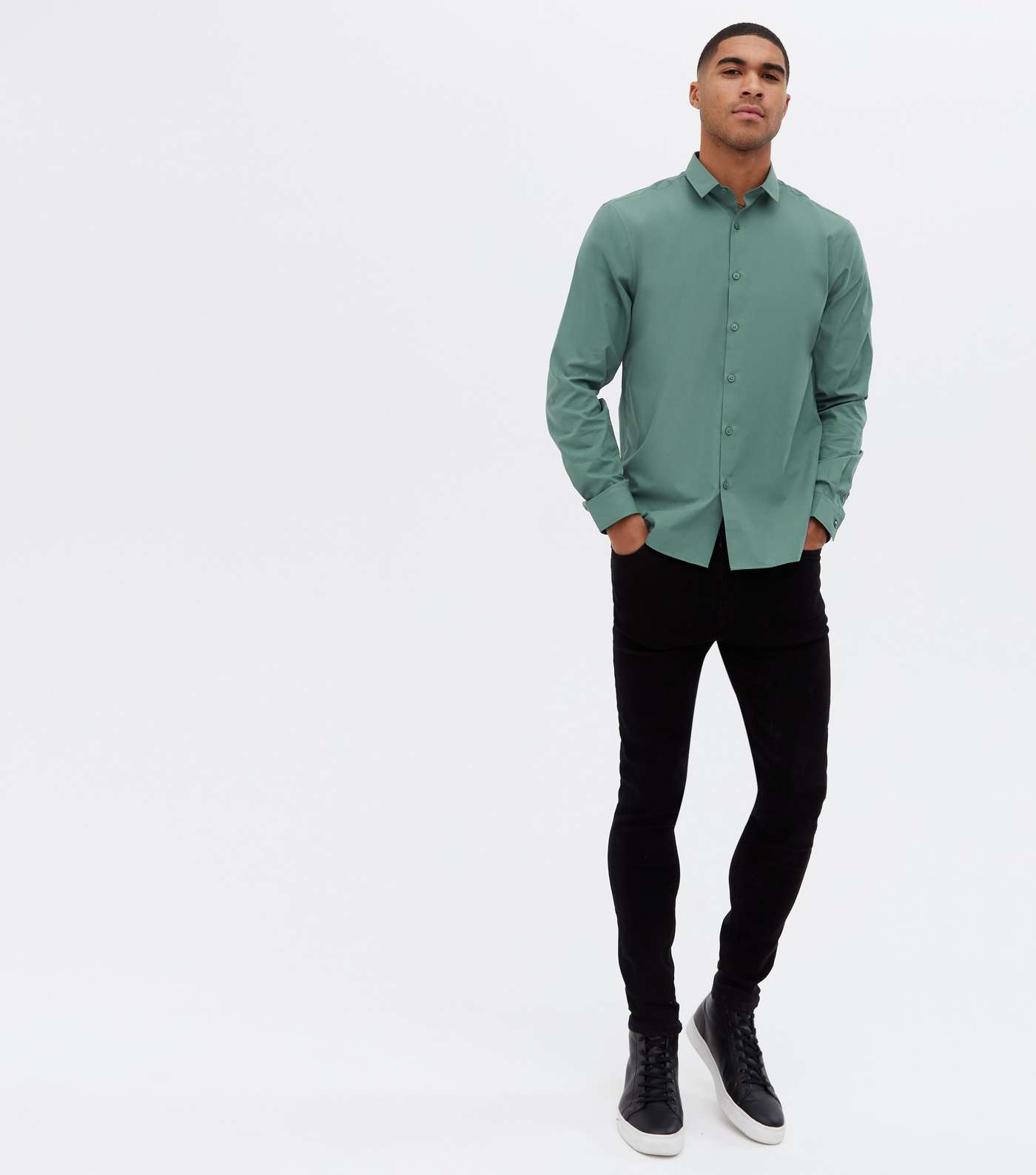 Green Poplin Long Sleeve Shirt Image 2