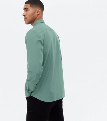Herrenmode Bekleidung für Herren Green Poplin Long Sleeve Shirt