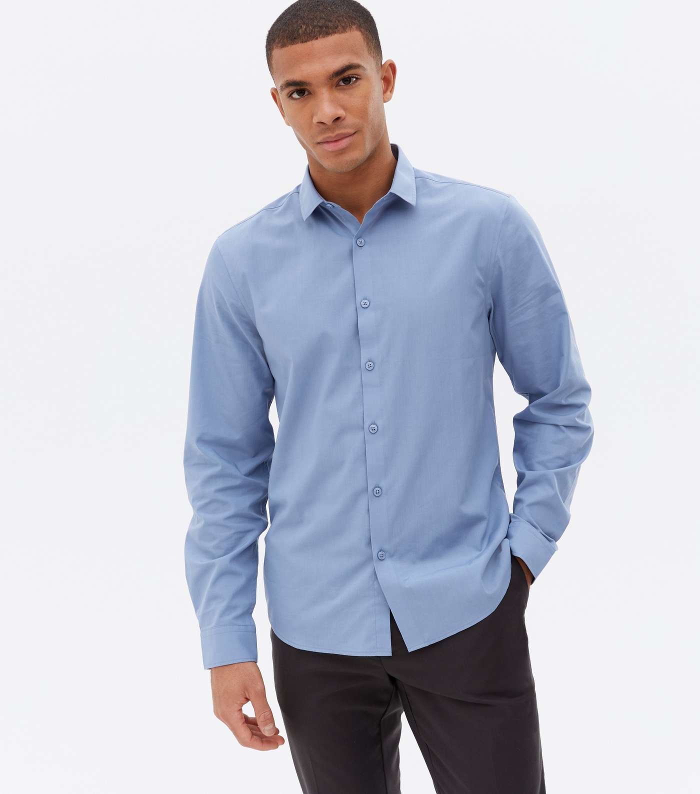Blue Poplin Long Sleeve Shirt