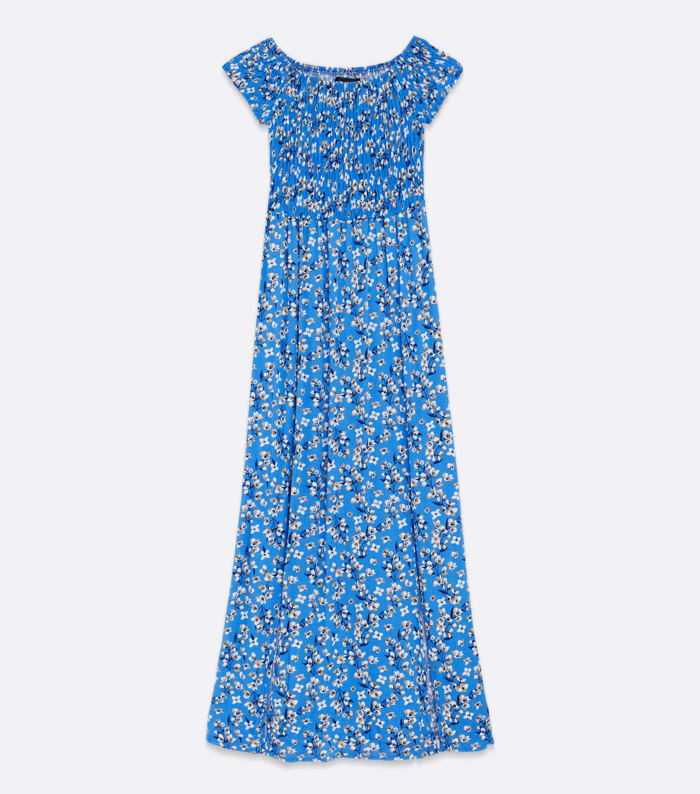 Mela Bright Blue Ditsy Floral Bardot Maxi Dress Image 5
