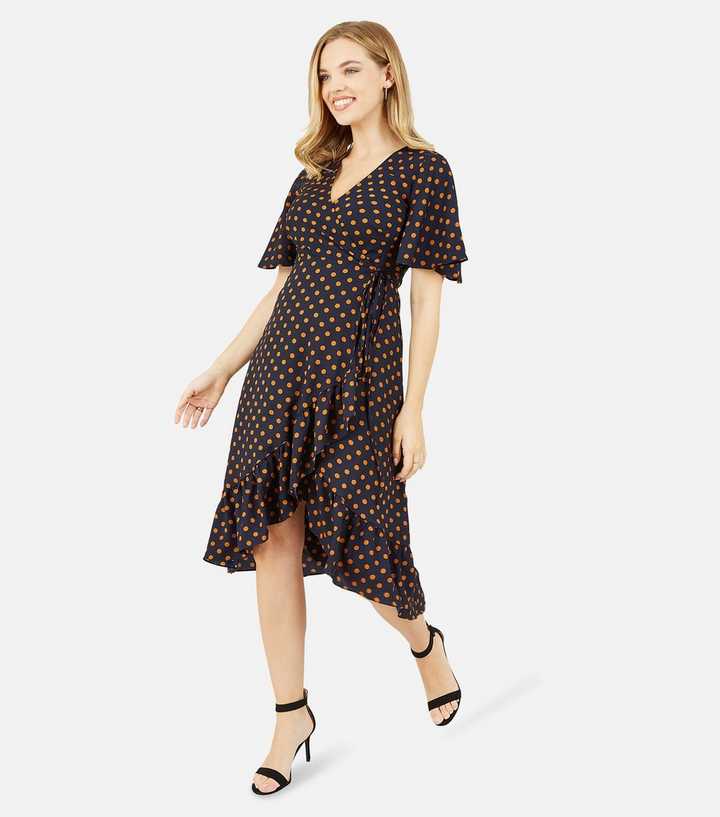 new look polka dot wrap dress