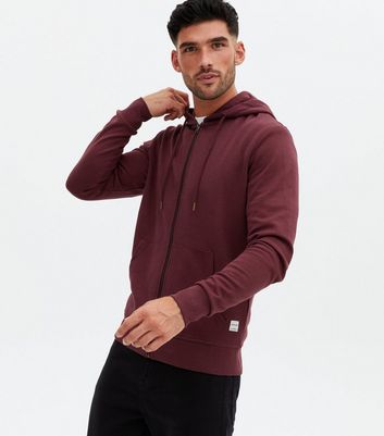 Mens burgundy zip outlet hoodie