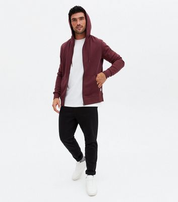 Mens burgundy zip on sale hoodie