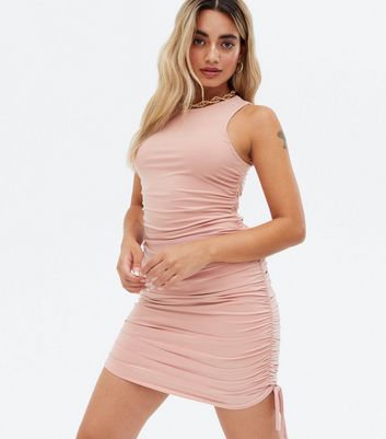 ruched side bodycon dress