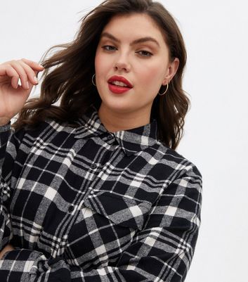 Curves Black Check Long Oversized Shirt | New Look