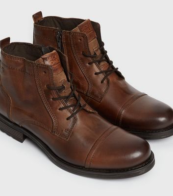 Herrenmode Schuhe & Stiefel für Herren Jack & Jones Brown Leather Lace Up Ankle Boots