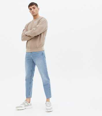 Pale Blue Crop Straight Fit Jeans