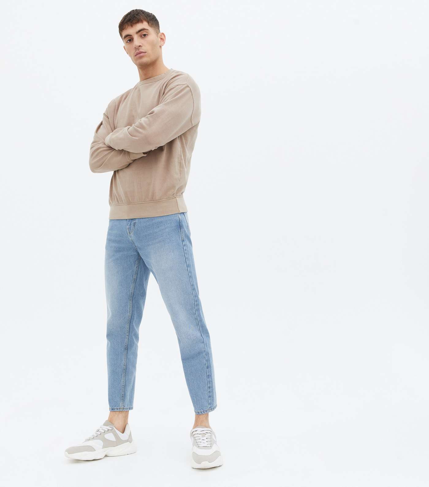 Pale Blue Crop Straight Fit Jeans | New Look