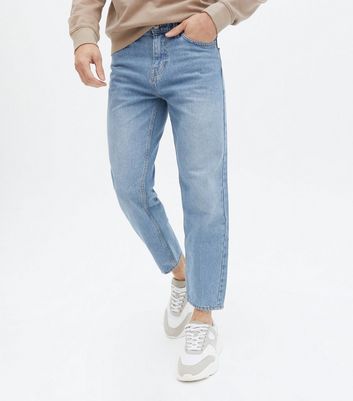 Men's Pale Blue Crop Straight Fit Jeans New Look