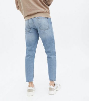 Pale Blue Crop Straight Fit Jeans | New 