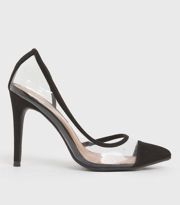 Black pointed shop clear heels