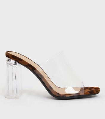 leopard block heel mules