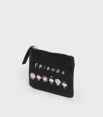 Black Leather Look Friends Coin Purse New Look