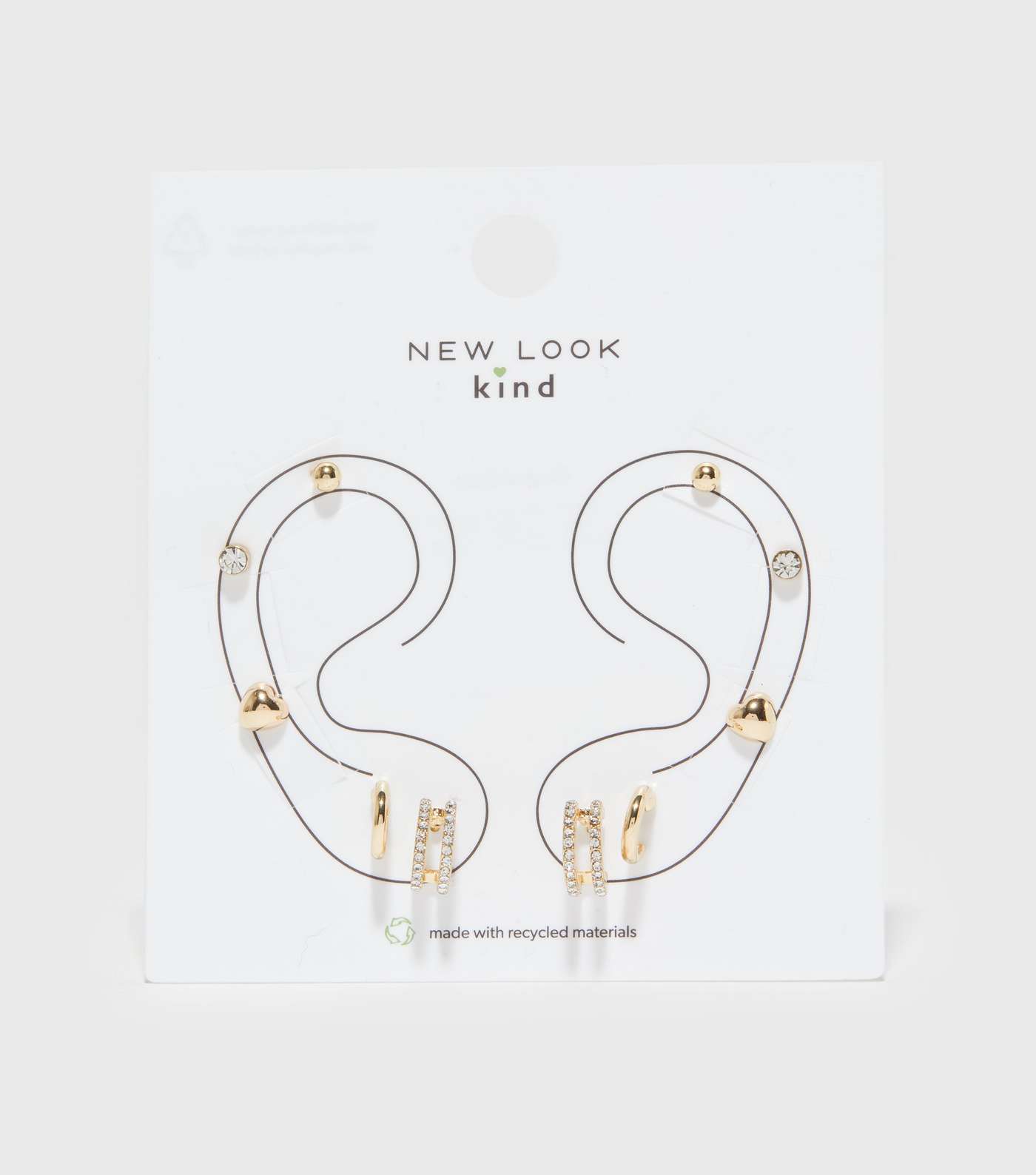 5 Pack Gold Mixed Stud and Hoop Earrings