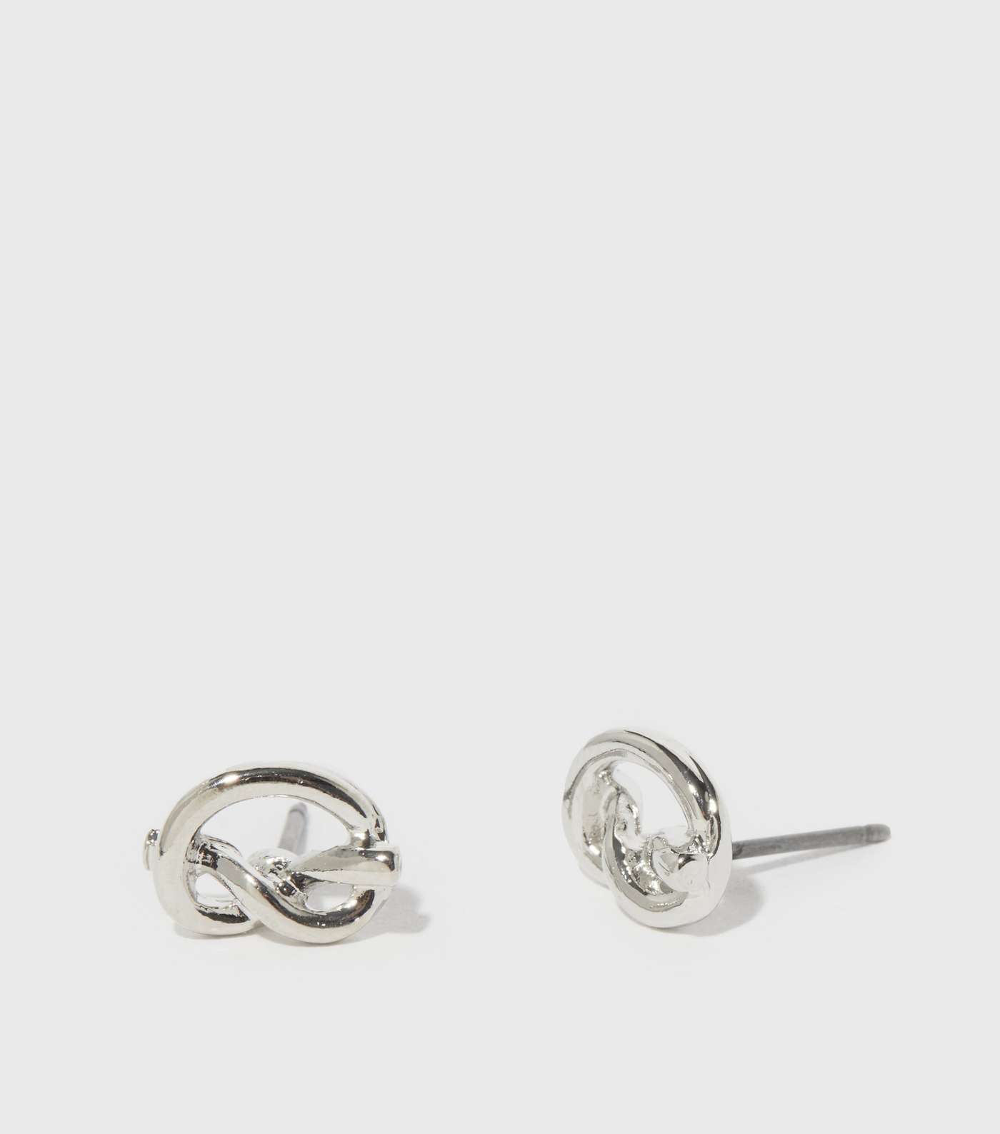 Silver Friendship Knot Stud Earrings Image 2
