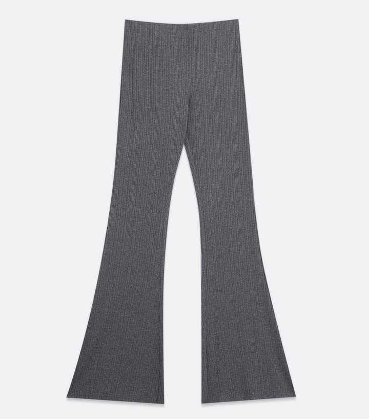 Pants for Women Rib-Knit Flare Leg Pants (Color : Dark Grey, Size : Large)