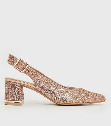 New look rose gold block outlet heel