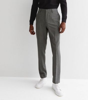 Dark Grey Check Skinny Fit Smart Trousers from River Island on 21 Buttons