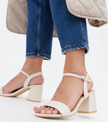 white mid heel sandals