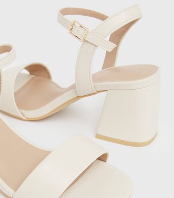 shop for Off White Open Toe Block Heel Sandals New Look Vegan at Shopo