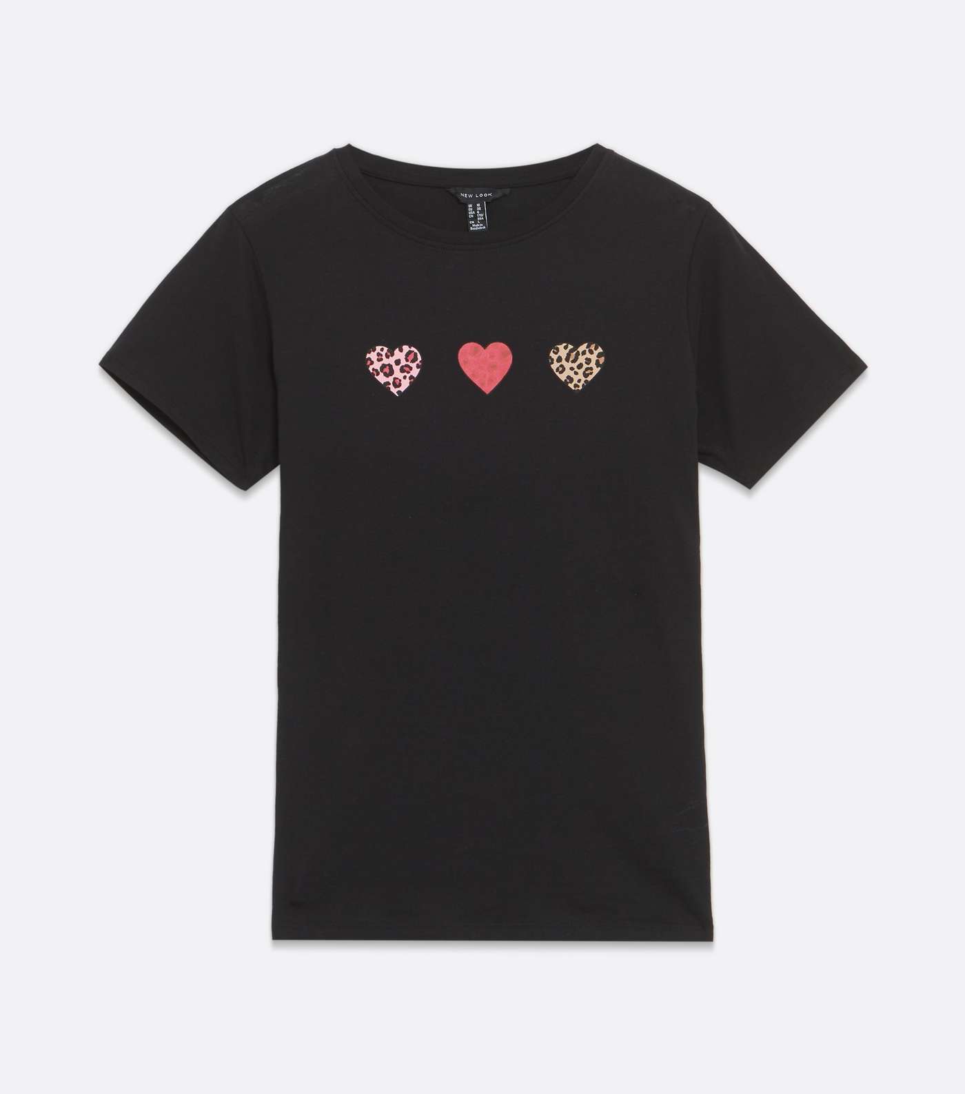 Black Leopard Print Heart T-Shirt Image 5
