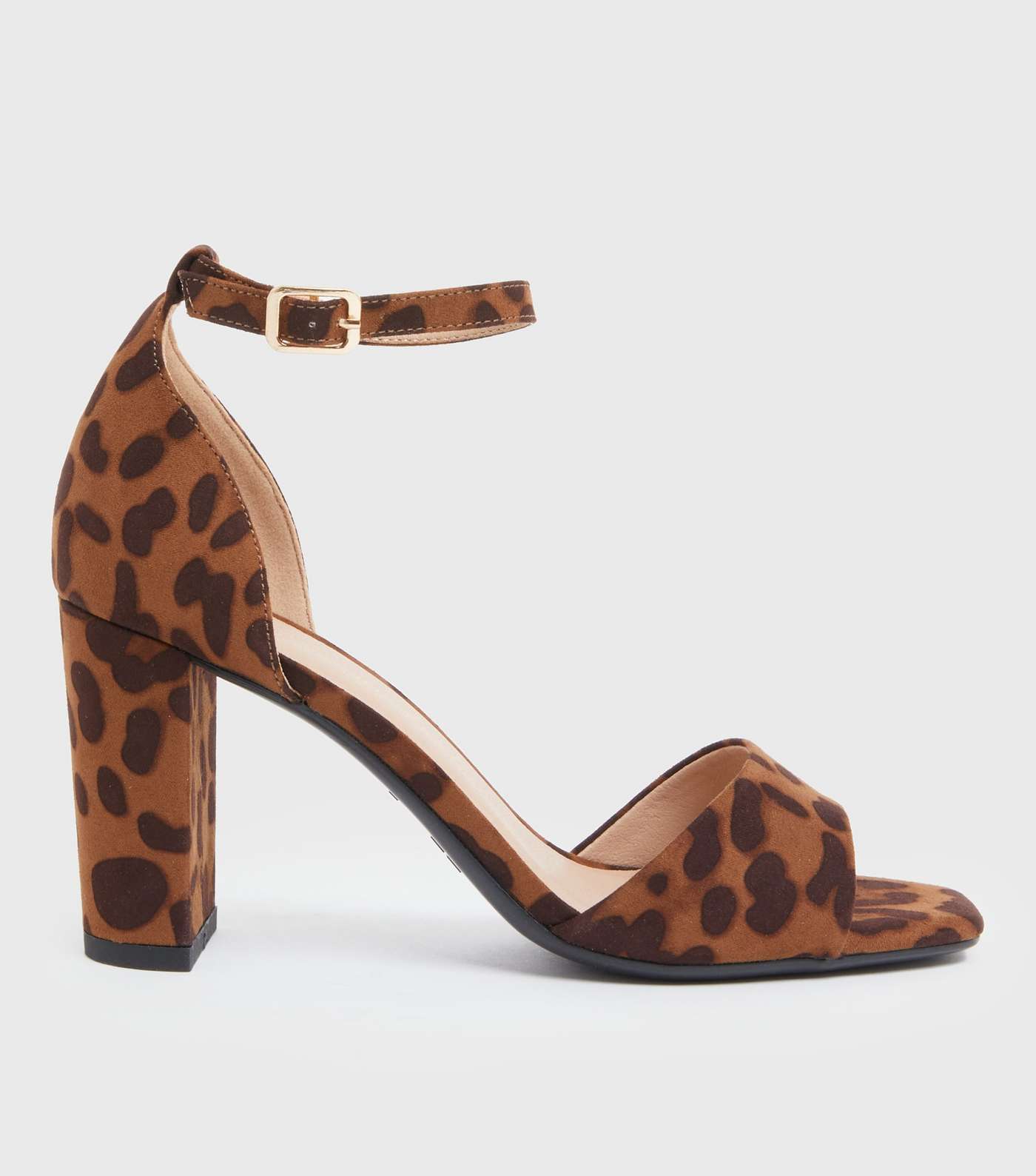 Brown Leopard Print Block Heel Sandals