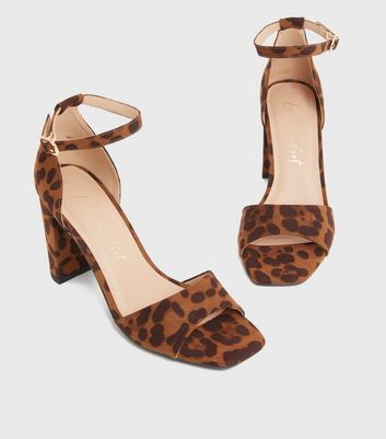 Leopard print block online heel sandals