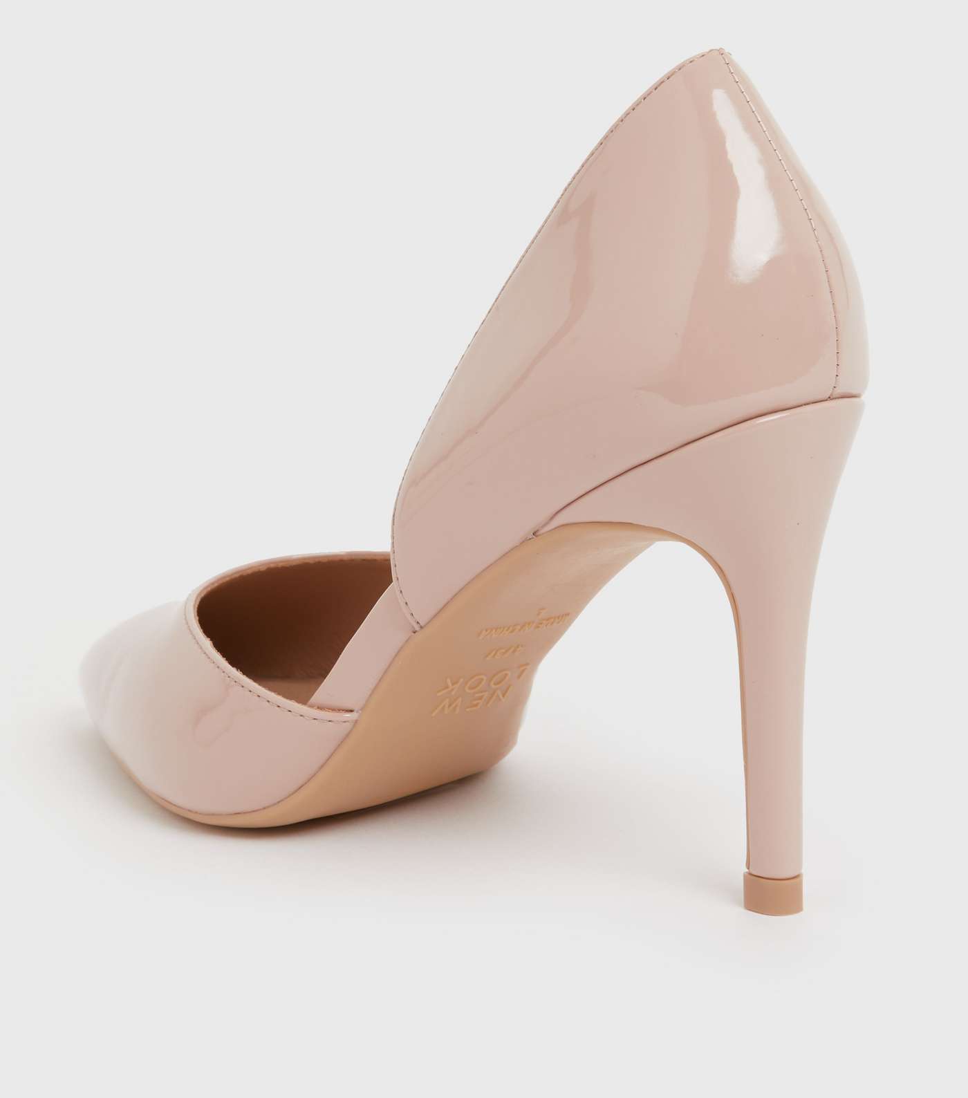 Cream Patent Pointed Stiletto Heel Court Shoes Image 4