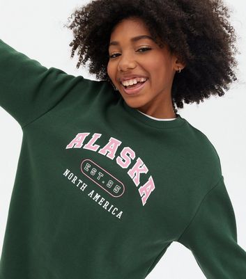 Girls Dark Green Alaska Logo Long Sweatshirt | New Look