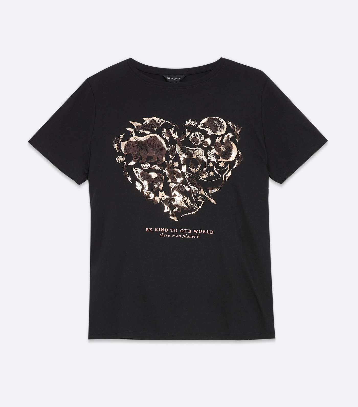 Black Animal Print Be Kind Metallic Logo T-Shirt Image 5