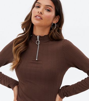 zip high neck top