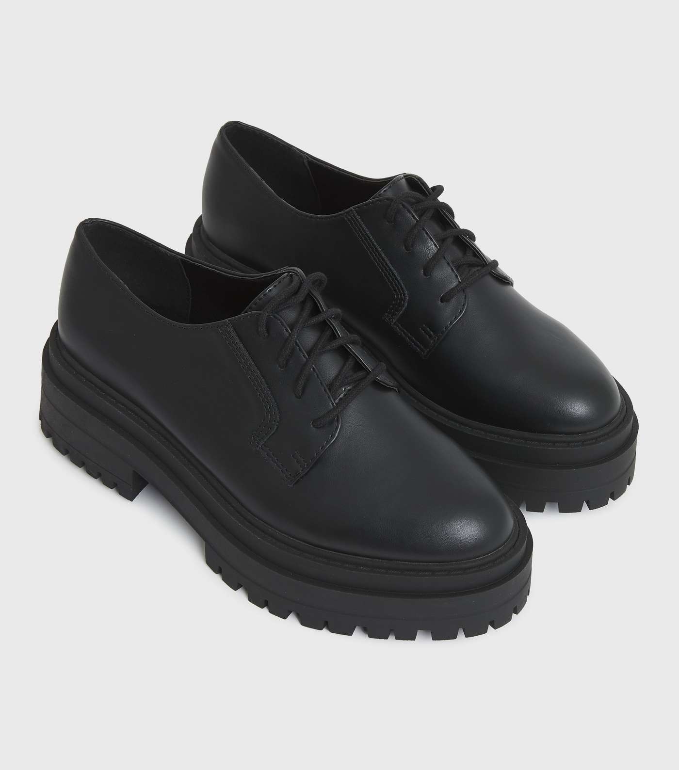 Black Chunky Cleated Lace Up Brogues Image 3