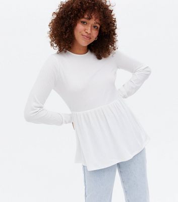 White long sleeve peplum sales top