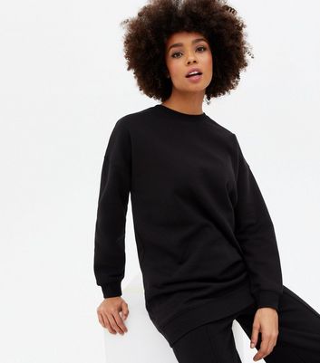 Black Crew Neck Long Sweatshirt New Look